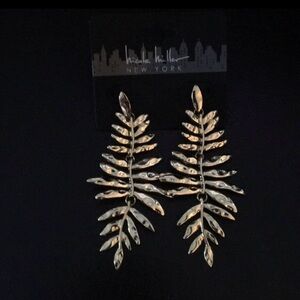 Nicole Miller Metallic Gold Leaf Dangle Earrings